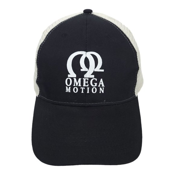 Omega Motion Mesh Strapback Cap Trucker Hat Vitronic Black White - Picture 1 of 12
